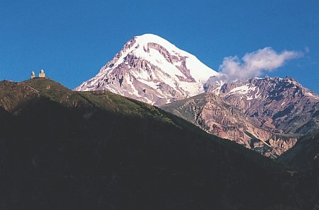 Mount Kazbek is the third highest and one of the best known peaks in the Caucasus.